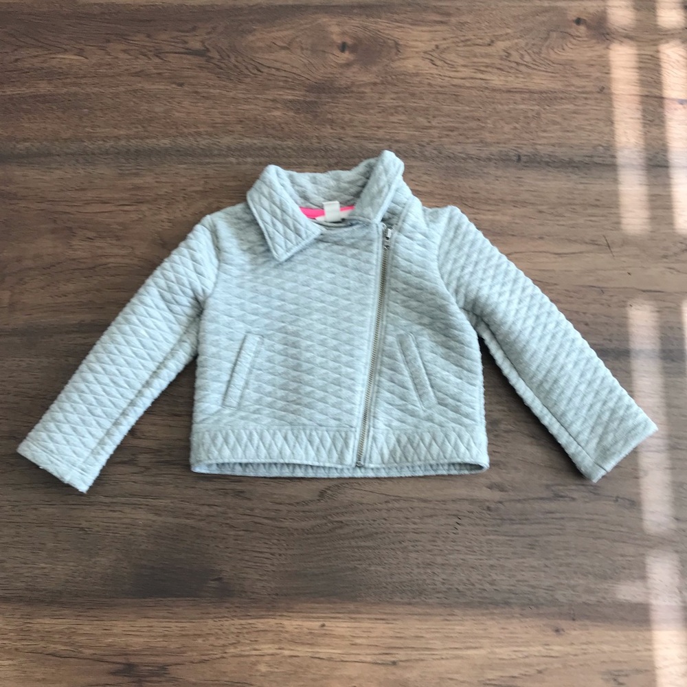 Cat & Jack 2T quilted Light gray zip moto jacket